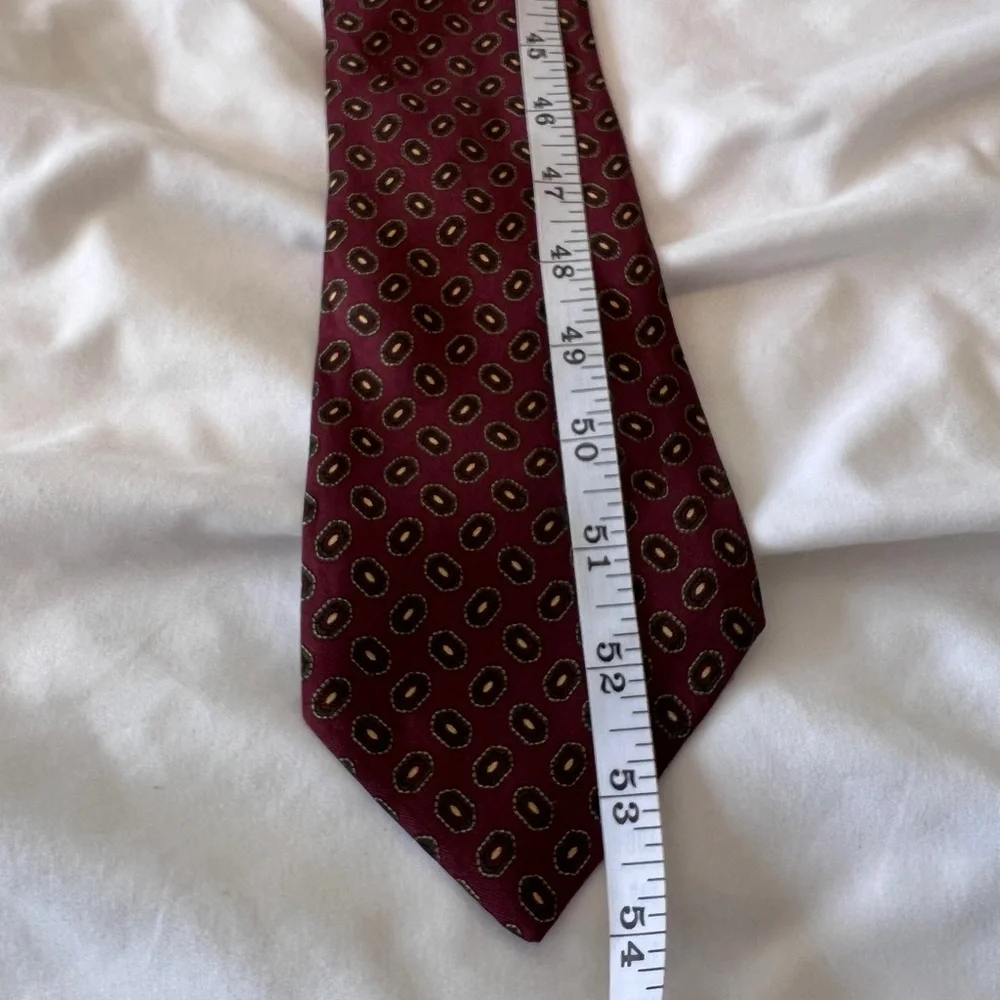 Vintage Burberry motif tie burgundy - Picture 5 of 8